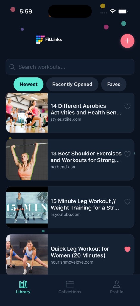 FitLinks library screen