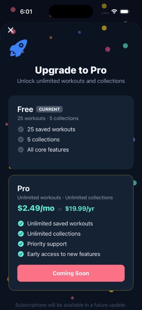 FitLinks upgrade screen